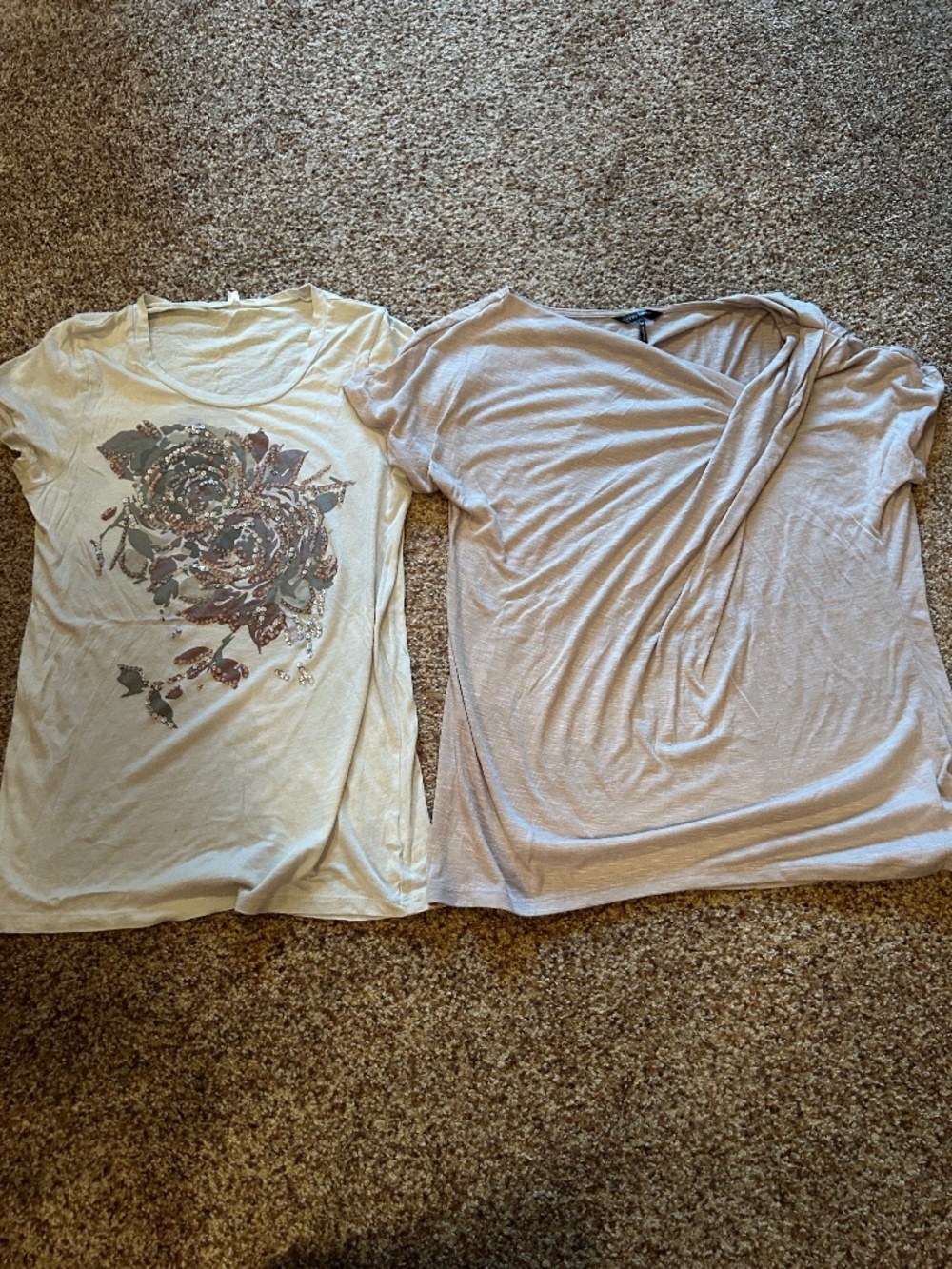 J Crew tshirt tee LOT medium sequins flower
